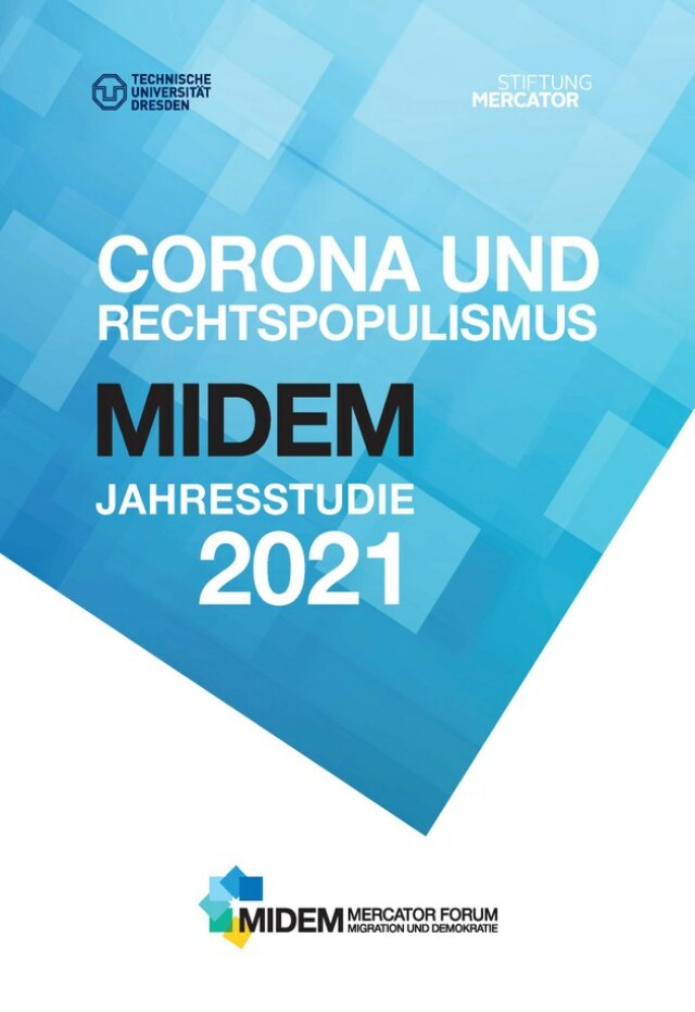 Cover, blau und weiß gehalten. Darauf der Titel. Oben Logos von TU Dresden und Stiftung Mercator, unten Logo von MIDEM.
