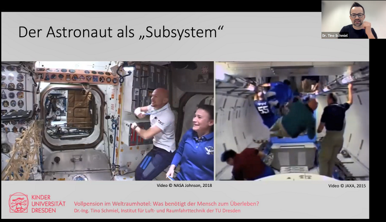 Menschen in der Schwerelosigkeit in der Raumstation ISS