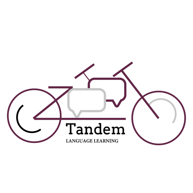 Grafik, stilisiertes Tandem-Fahrrad, darauf zwei Sprechblasen