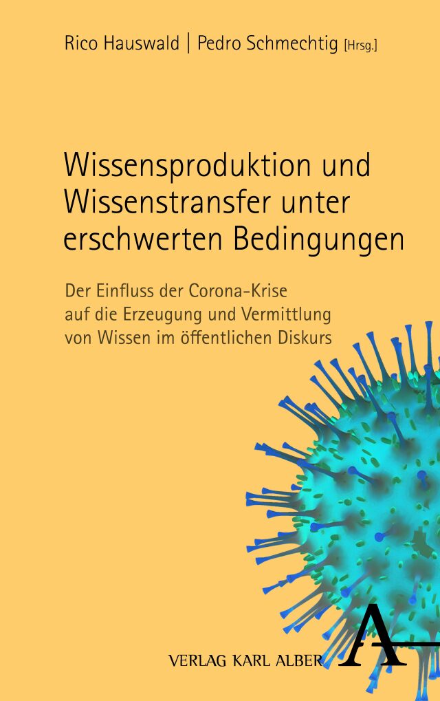 Buchcover mit blauem Hintergrund und einem Ausschnitt eines Virus-Körpers rechts.
