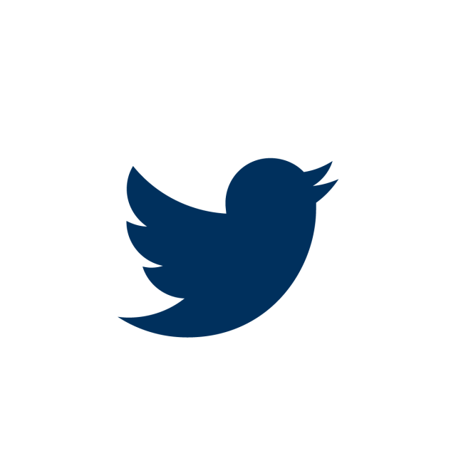 Blauer Twittervogel auf weißem Grund