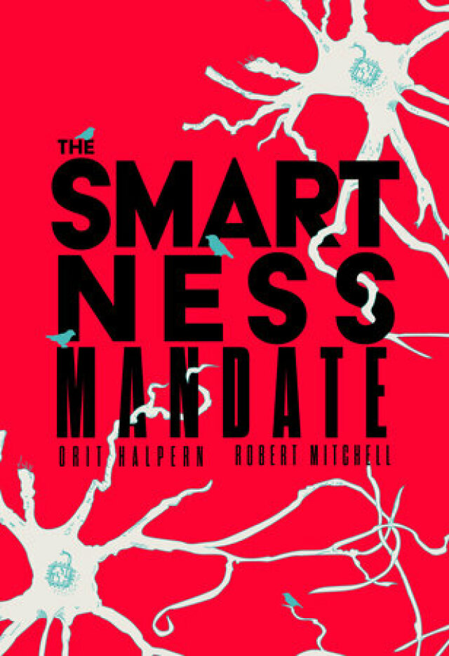 Rotes Buchcover 'The Smartness Mandate' mit organischen Formen, in denen ein Mikrochip sitzt. 