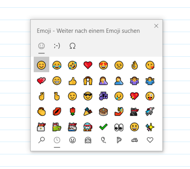  Screenshot der Windows-Emojis