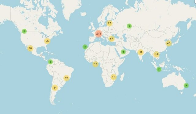 Weltkarte mit Partnern der TUD