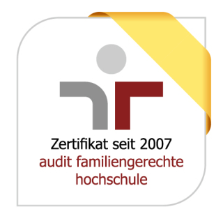 Logo Audit: Certificate since 2007: audit familiengerechte hochschule (family-friendly university)