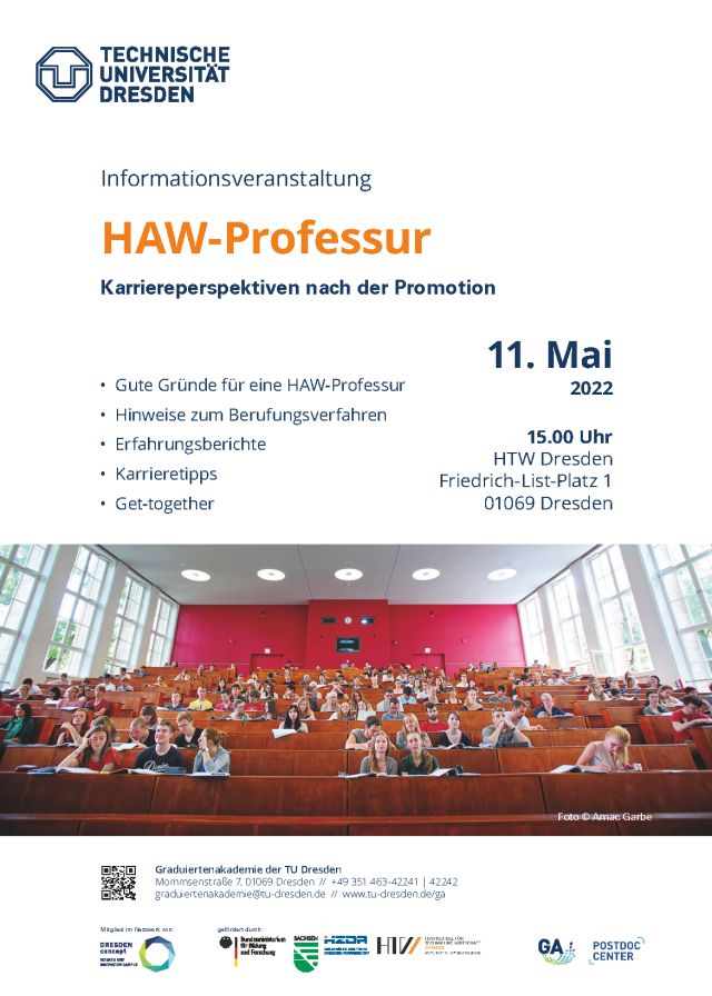 Event poster for the HAW professorship on May 11, 2022