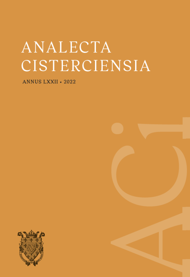 The cover of the new volume of “Analecta Cisterciensia” shows an orange background on which the title is written in white at the top. Below this, in smaller black lettering, is the year of publication: 'ANNUS LXXII 2022'.