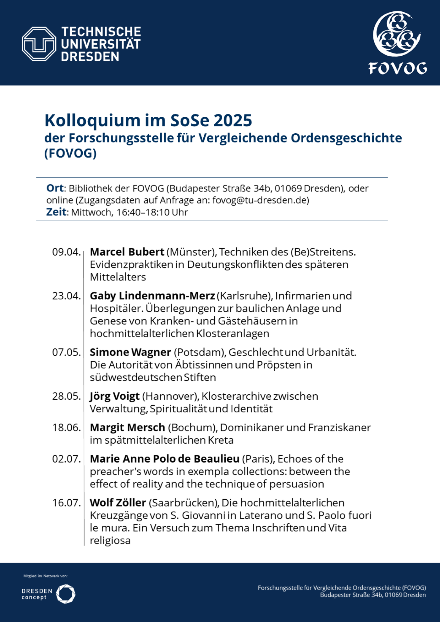 Programme of the Colloquium. The dates and lectures can be found in plain-text under the given link above.