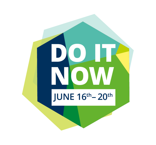 Colored logo. DO IT NOW lettering. June 16-20