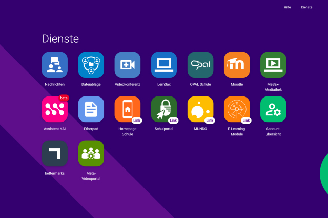 Screenshot einer digitalen Anwendung namens Schullogin. Diensteübersicht für Lehrkräfte