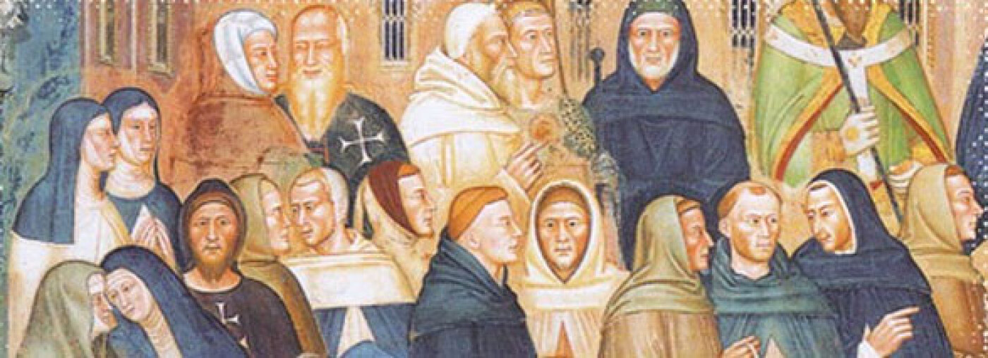 Part of Andrea de Bonaiuto's 'The Way of Salvation' fresco in the Spanish Chapel (Cappella Spagnuolo, or Guidalotti Chapel, after the patron) of the Spanish chapel. The part depicts a range of religious in different habits.