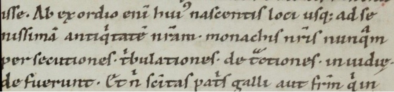 Photograph of an excerpt from the text Casus sancti Galli. 'Casuum Sancti Galli continuatio secunda, St. Gallen, Stiftsbibliothek, 615, p. 314.'
