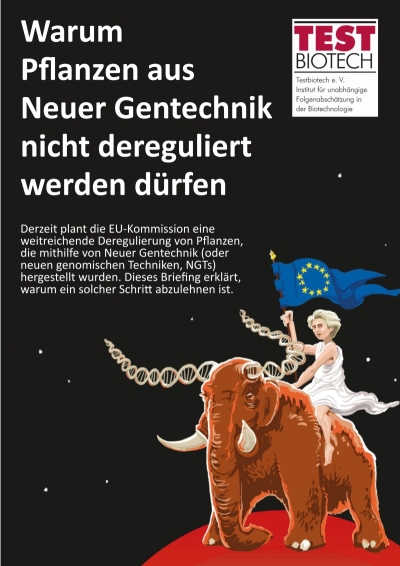 Titelseite der Broschüre 'Warum Pflanzen aus Neuer Gentechnik nicht dereguliert werden dürfen'